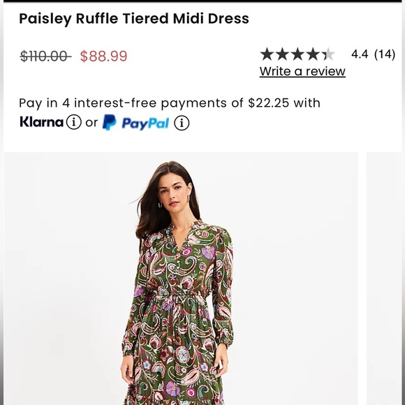 LOFT - Paisley Ruffle Tiered Midi Dress - Picture 5 of 10